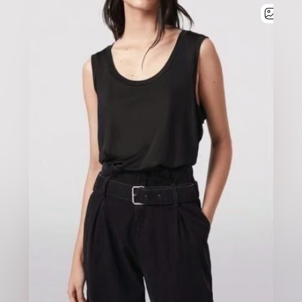All Saints Viscose Tessa Black Sleeveless Top Size 4